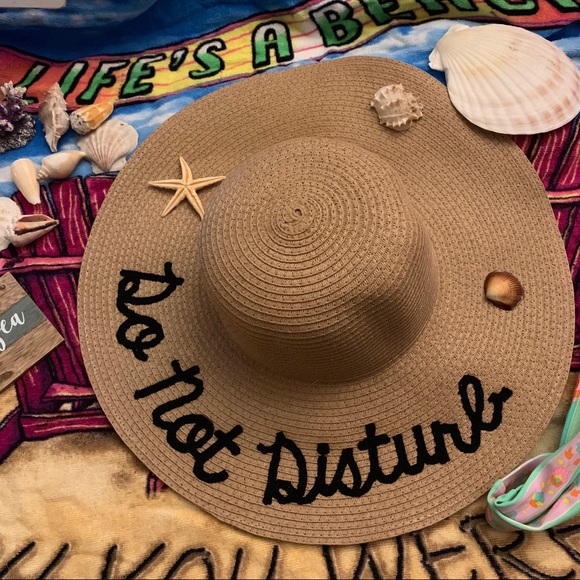 NWT WIDE BRIMMED EMBROIDERED SAYINGS BEACH HATS - Picture 6 of 8